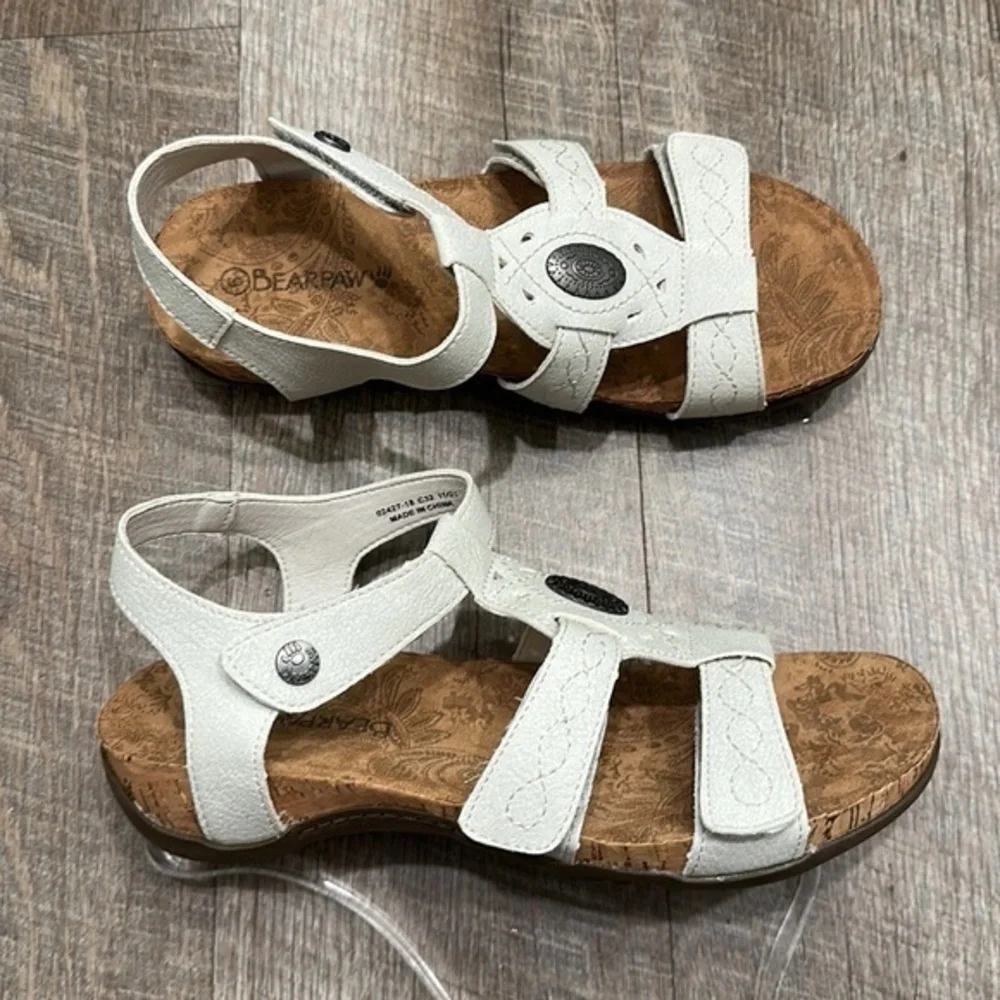 Bearpaw stone white Velcro adjustable comfort walking sandals size 9 - Picture 6 of 12